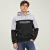 JACK & JONES Grey and Black Colour-Block Hoodie