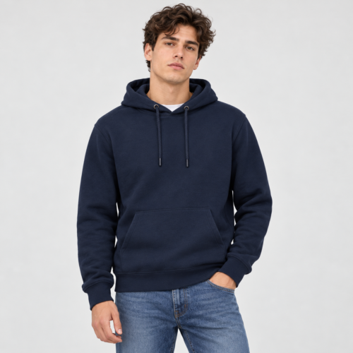 Bershka Men’s Blue Fleece Hoodie – Comfortable & Stylish